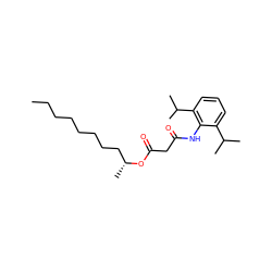 CCCCCCCC[C@@H](C)OC(=O)CC(=O)Nc1c(C(C)C)cccc1C(C)C ZINC000036350036