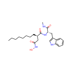 CCCCCCCC[C@H](CC(=O)NO)C(=O)N[C@@H](Cc1c[nH]c2ccccc12)C(=O)NC ZINC000034801759