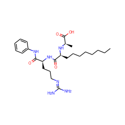 CCCCCCCC[C@H](N[C@H](C)C(=O)O)C(=O)N[C@@H](CCCN=C(N)N)C(=O)Nc1ccccc1 ZINC000034801765