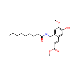 CCCCCCCCC(=O)NCc1cc(OC)c(O)cc1/C=C/C(=O)OC ZINC000036351949