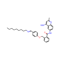 CCCCCCCCC/N=C/c1ccc(OCc2ccccc2C(=O)Nc2ccc3nc(C)cc(N)c3c2)cc1 ZINC000071316769