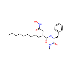 CCCCCCCCC[C@H](CC(=O)NO)C(=O)N[C@@H](Cc1ccccc1)C(=O)NC ZINC000034801740