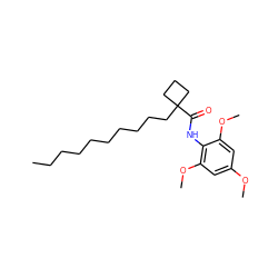 CCCCCCCCCCC1(C(=O)Nc2c(OC)cc(OC)cc2OC)CCC1 ZINC000014087794