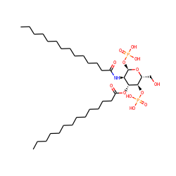 CCCCCCCCCCCCCC(=O)N[C@H]1[C@@H](OP(=O)(O)O)O[C@H](CO)[C@@H](OP(=O)(O)O)[C@@H]1OC(=O)CCCCCCCCCCCCC ZINC000208935737