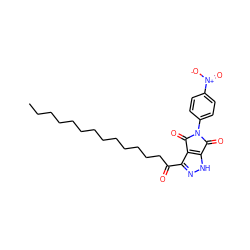 CCCCCCCCCCCCCC(=O)c1n[nH]c2c1C(=O)N(c1ccc([N+](=O)[O-])cc1)C2=O ZINC000049783833