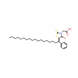 CCCCCCCCCCCCCCCCC/C(=C1\SC(=S)N(CC(=O)O)C1=O)c1ccccc1 ZINC000036248369