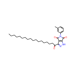 CCCCCCCCCCCCCCCCCC(=O)c1n[nH]c2c1C(=O)N(c1cccc(C)c1)C2=O ZINC000049785587