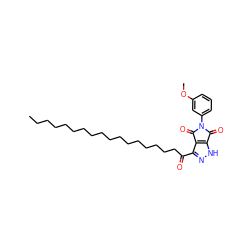 CCCCCCCCCCCCCCCCCC(=O)c1n[nH]c2c1C(=O)N(c1cccc(OC)c1)C2=O ZINC000049784340