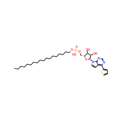 CCCCCCCCCCCCCCCCCCO[P@@](=O)(O)OC[C@H]1O[C@@H](n2ccc3c(-c4cccs4)ncnc32)[C@H](O)[C@@H]1O ZINC000150523416