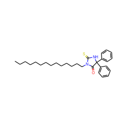 CCCCCCCCCCCCCCN1C(=O)C(c2ccccc2)(c2ccccc2)NC1=S ZINC000044053096