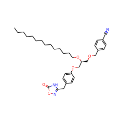 CCCCCCCCCCCCCCO[C@@H](COCc1ccc(C#N)cc1)COc1ccc(Cc2noc(=O)[nH]2)cc1 ZINC000034804790