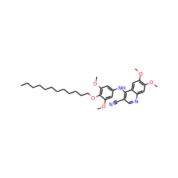 CCCCCCCCCCCCOc1c(OC)cc(Nc2c(C#N)cnc3cc(OC)c(OC)cc23)cc1OC ZINC000014945464