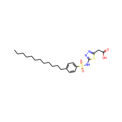 CCCCCCCCCCCCc1ccc(S(=O)(=O)Nc2nnc(CC(=O)O)s2)cc1 ZINC000066066134
