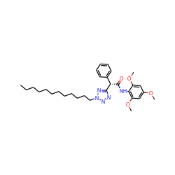 CCCCCCCCCCCCn1nnc([C@@H](C(=O)Nc2c(OC)cc(OC)cc2OC)c2ccccc2)n1 ZINC000014263532