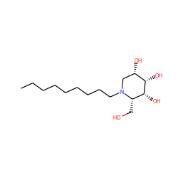 CCCCCCCCCN1C[C@H](O)[C@H](O)[C@H](O)[C@@H]1CO ZINC000036338459