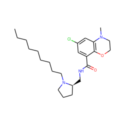 CCCCCCCCCN1CCC[C@@H]1CNC(=O)c1cc(Cl)cc2c1OCCN2C ZINC000036093038