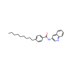 CCCCCCCCCc1ccc(C(=O)Nc2cnc3ccccc3c2)cc1 ZINC000036351965