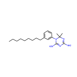 CCCCCCCCCc1cccc(N2C(N)=NC(N)=NC2(C)C)c1 ZINC000001609235