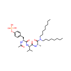 CCCCCCCCN(CCCCCCCC)C(=O)[C@H](C)NC(=O)[C@@H](NC(=O)[C@H](Cc1ccc(OP(=O)(O)O)cc1)NC(C)=O)C(C)C ZINC000037858184