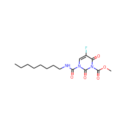 CCCCCCCCNC(=O)n1cc(F)c(=O)n(C(=O)OC)c1=O ZINC000095591600