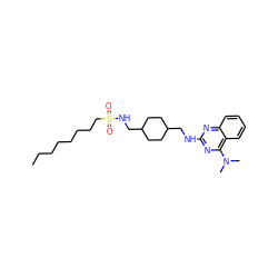 CCCCCCCCS(=O)(=O)NCC1CCC(CNc2nc(N(C)C)c3ccccc3n2)CC1 ZINC000036351505