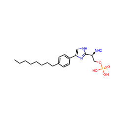 CCCCCCCCc1ccc(-c2c[nH]c([C@@H](N)COP(=O)(O)O)n2)cc1 ZINC000038149372