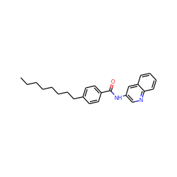 CCCCCCCCc1ccc(C(=O)Nc2cnc3ccccc3c2)cc1 ZINC000036351964