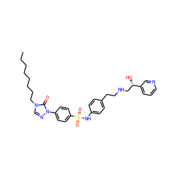 CCCCCCCCn1cnn(-c2ccc(S(=O)(=O)Nc3ccc(CCNC[C@H](O)c4cccnc4)cc3)cc2)c1=O ZINC000034801630