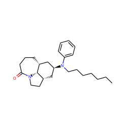 CCCCCCCN(c1ccccc1)[C@H]1C[C@@H]2CCN3C(=O)CCC[C@H](C1)[C@H]23 ZINC000066166457