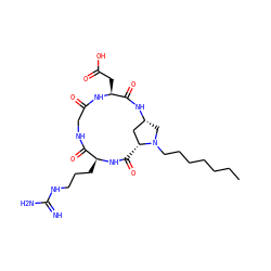 CCCCCCCN1C[C@@H]2C[C@H]1C(=O)N[C@@H](CCCNC(=N)N)C(=O)NCC(=O)N[C@@H](CC(=O)O)C(=O)N2 ZINC000101489111