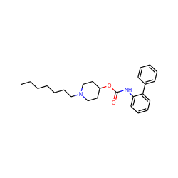 CCCCCCCN1CCC(OC(=O)Nc2ccccc2-c2ccccc2)CC1 ZINC000066078494