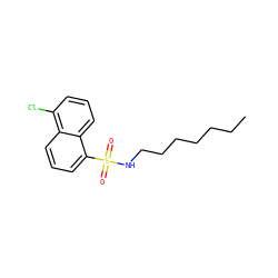 CCCCCCCNS(=O)(=O)c1cccc2c(Cl)cccc12 ZINC000002169917