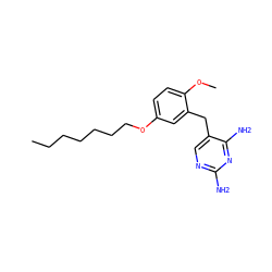 CCCCCCCOc1ccc(OC)c(Cc2cnc(N)nc2N)c1 ZINC000034801950