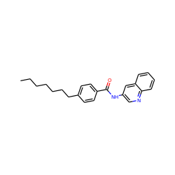 CCCCCCCc1ccc(C(=O)Nc2cnc3ccccc3c2)cc1 ZINC000036351966