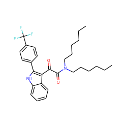 CCCCCCN(CCCCCC)C(=O)C(=O)c1c(-c2ccc(C(F)(F)F)cc2)[nH]c2ccccc12 ZINC000040949967