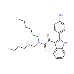 CCCCCCN(CCCCCC)C(=O)C(=O)c1c(-c2ccc(N)cc2)[nH]c2ccccc12 ZINC000473085738