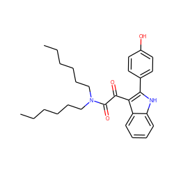 CCCCCCN(CCCCCC)C(=O)C(=O)c1c(-c2ccc(O)cc2)[nH]c2ccccc12 ZINC000473083191