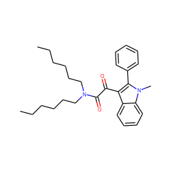 CCCCCCN(CCCCCC)C(=O)C(=O)c1c(-c2ccccc2)n(C)c2ccccc12 ZINC000066111812