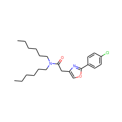 CCCCCCN(CCCCCC)C(=O)Cc1coc(-c2ccc(Cl)cc2)n1 ZINC000072114356