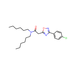 CCCCCCN(CCCCCC)C(=O)Cc1nc(-c2ccc(Cl)cc2)no1 ZINC000072118439