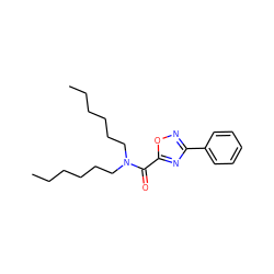 CCCCCCN(CCCCCC)C(=O)c1nc(-c2ccccc2)no1 ZINC000072118815