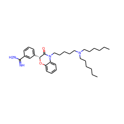 CCCCCCN(CCCCCC)CCCCCN1C(=O)[C@@H](c2cccc(C(=N)N)c2)Oc2ccccc21 ZINC000013834520