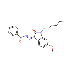 CCCCCCN1C(=O)/C(=N\NC(=O)c2ccccc2)c2ccc(OC)cc21 ZINC000040424816