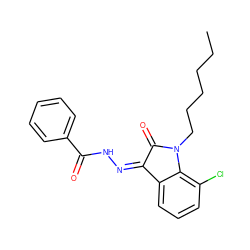 CCCCCCN1C(=O)/C(=N\NC(=O)c2ccccc2)c2cccc(Cl)c21 ZINC000040379972