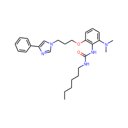 CCCCCCNC(=O)Nc1c(OCCCn2cnc(-c3ccccc3)c2)cccc1N(C)C ZINC000013827524