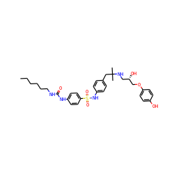 CCCCCCNC(=O)Nc1ccc(S(=O)(=O)Nc2ccc(CC(C)(C)NC[C@H](O)COc3ccc(O)cc3)cc2)cc1 ZINC000049763171