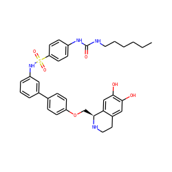 CCCCCCNC(=O)Nc1ccc(S(=O)(=O)Nc2cccc(-c3ccc(OC[C@@H]4NCCc5cc(O)c(O)cc54)cc3)c2)cc1 ZINC000026385080