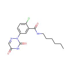 CCCCCCNC(=O)c1cc(-n2ncc(=O)[nH]c2=O)ccc1Cl ZINC000071331526