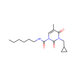 CCCCCCNC(=O)n1cc(C)c(=O)n(CC2CC2)c1=O ZINC000207137644