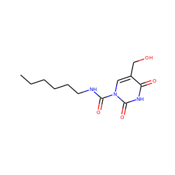 CCCCCCNC(=O)n1cc(CO)c(=O)[nH]c1=O ZINC000095586691